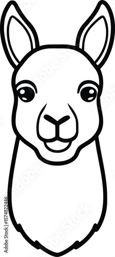 llama head icon line art vector illustration on transparent background