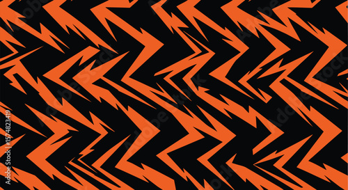 Abstract Background with Sharp zigzag pattern in orange and black 