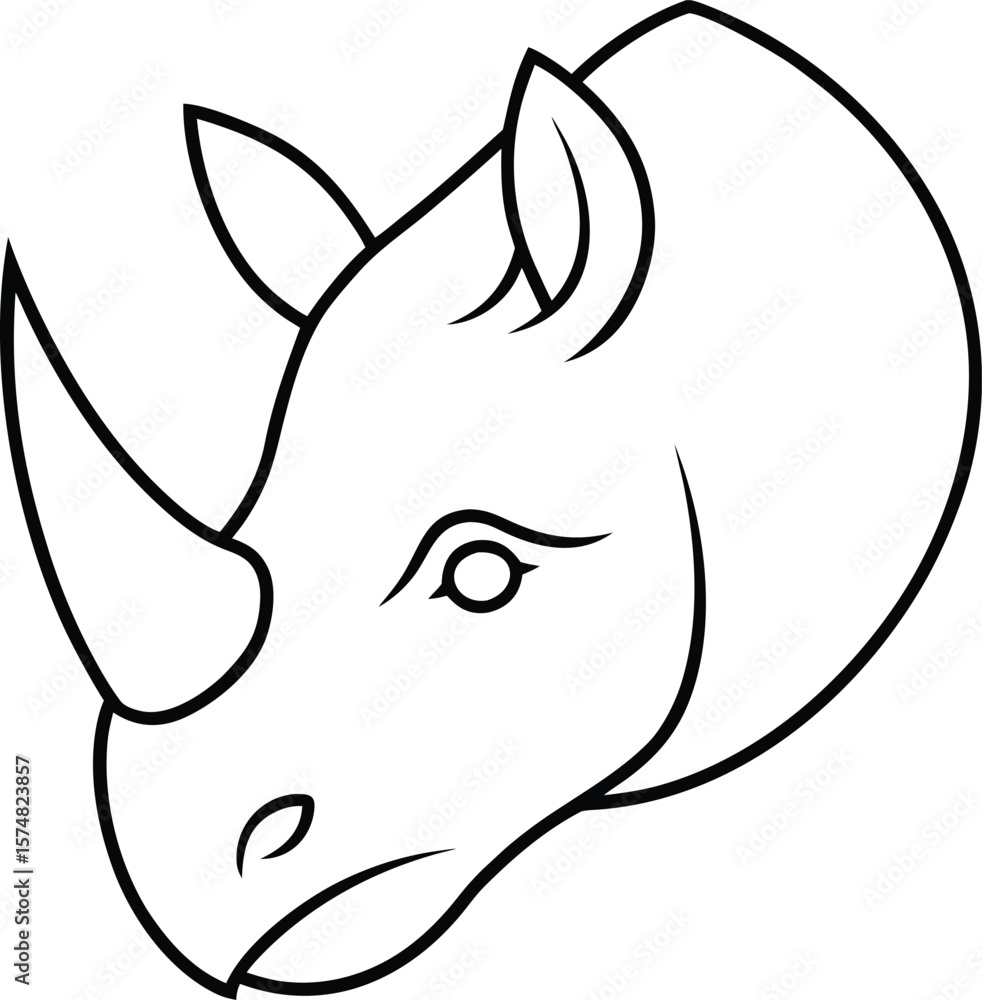Fototapeta premium rhinoceros head icon line art vector illustration on transparent background