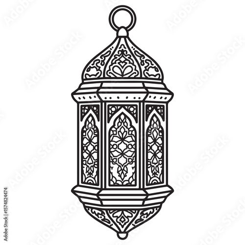 Ornate Moroccan Lantern Design Featuring Intricate Geometric Patterns and Decorative Details Perfect for Festive Occasions