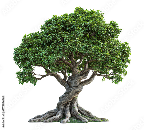 A large tree with a thick trunk and many branches