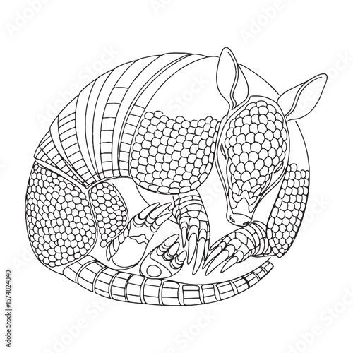 Solid Armadillo Terrestrial Form Outline - Armadillo vector - Armadillo Line art - Armadillo Drawing - Vector Lineart of Armadillo - Armadillo icon - its commanding intricate tiny shape

