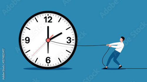 Concept of time management clock deadline pressure work life balance trying to stop time business idea