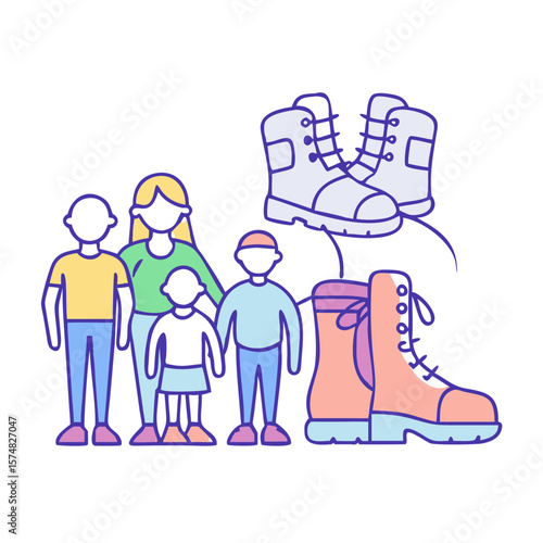 Family choosing new boots for outdoor adventures together