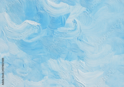 Soft swirls of light blue oil paint create a tranquil abstract background for artistic inspiration and interior decor