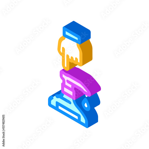 hand pressing soap pump isometric icon vector illustration