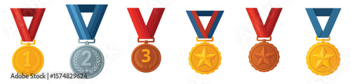 Gold Silver Bronze Medals Collection – Winner Awards & Prize Icons