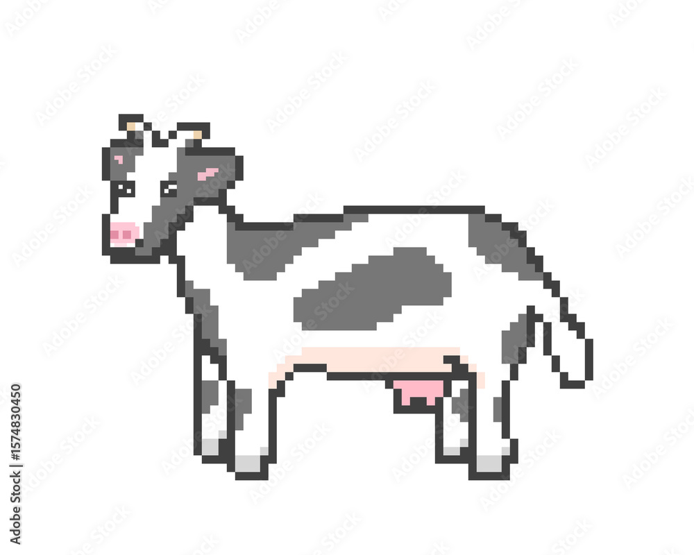 Fototapeta premium Pixel art cow illustration design