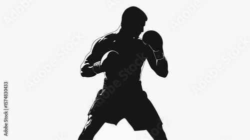 Dynamic Boxer Silhouette Vector Art for Sports Branding Graphics