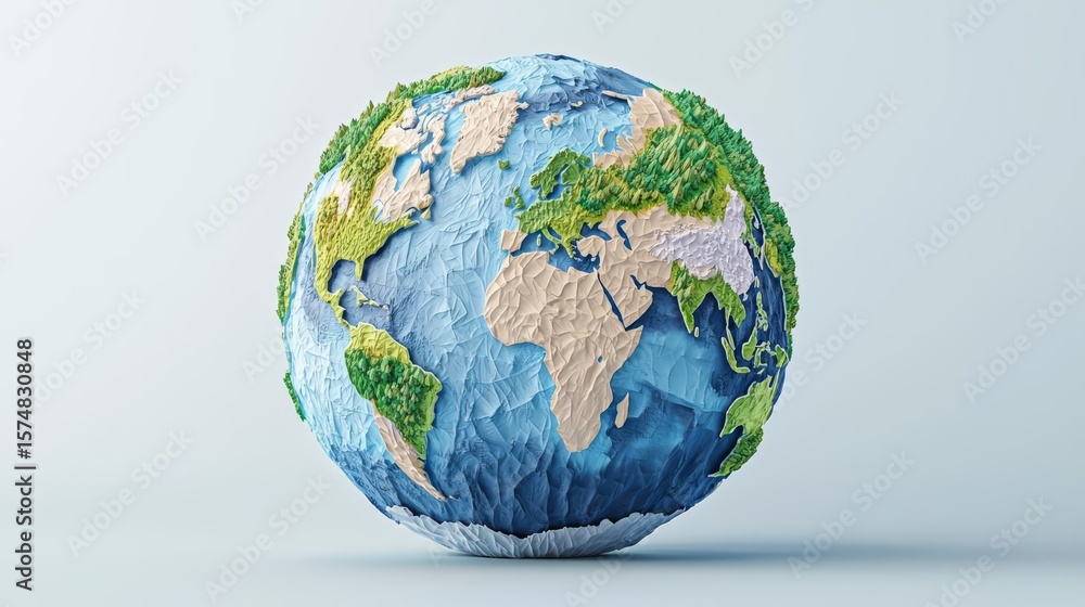 A textured globe demonstrating the beauty and diversity of Earth's landscapes, highlighting its natural features and wonders. A textured globe demonstrating the beauty and diversity of Earth's landscapes, highlighting its natural features and wonders.
