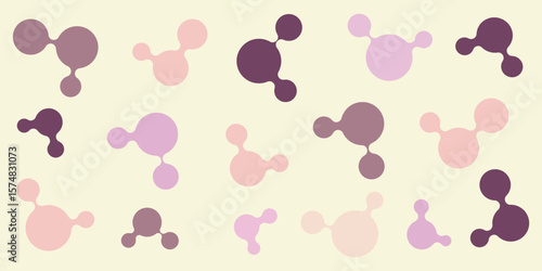 Abstract metaball pattern pink and purple on a light pink background, Molecule chain, Vector illustration, Geometric icons 
