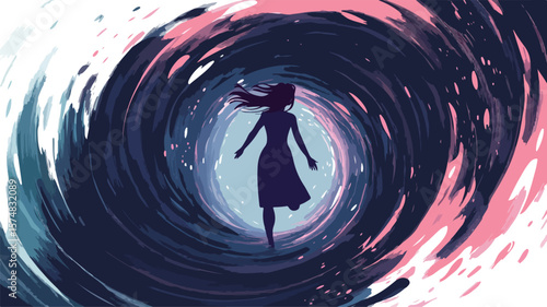 Emotional Vortex of a Woman Captured in Chaos - Abstract Portrait Photo