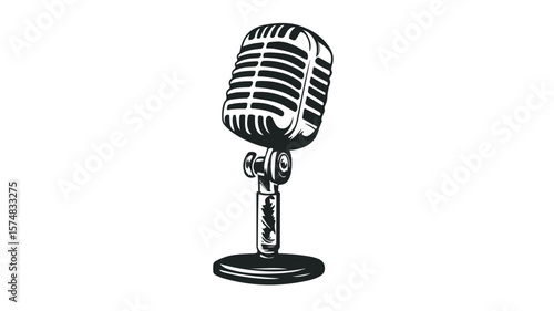 Classic Retro Vintage Microphone Vector on White Background