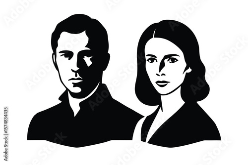 Elegant Black and White Portrait of a Young Man and Woman Couple Style