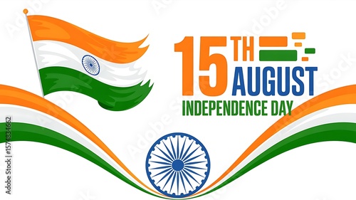 India celebrates 15th august independence day with national flag waving