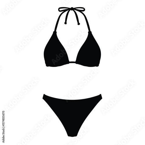 Black bikini set with halter neck top and string tie bottoms