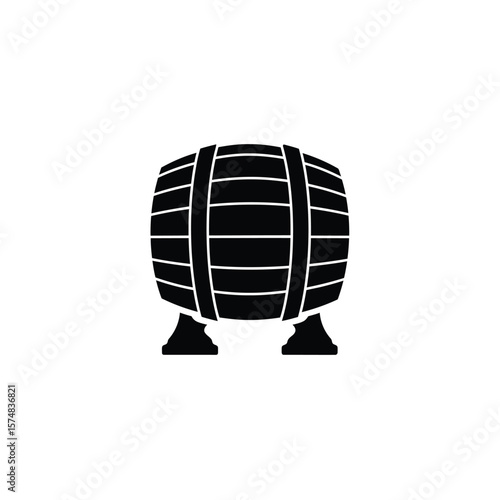 Black silhouette of a beer barrel on white wood liquid
