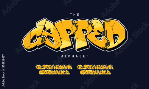 Capped logo graffiti font text effect, spray and street text style	