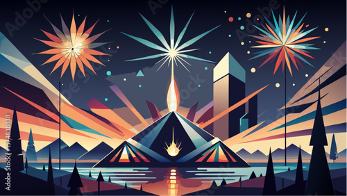 fireworks over the city