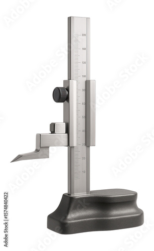 Height gauge with a scriber and vernier scale for vertical dimension measurement in a tool and die shop