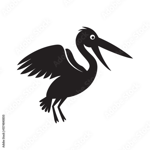 Pelican Attempting To Catch Fish Silhouette