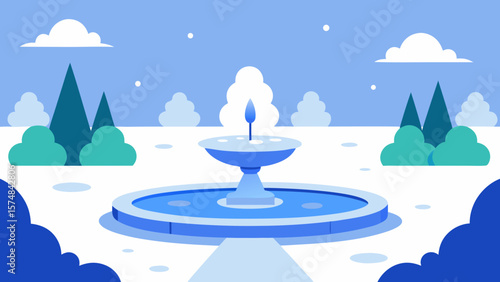 A festive winter landscape illustration with snow, pine trees, and a moonlit night sky, perfect for a Christmas or New Year's holiday card