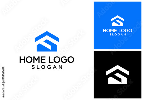 Simple house logo design with letter F vector