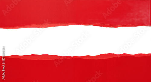 Wallpaper Mural Bold Red Background with Torn Paper Strips Against White, Symbolizing Creativity, Disruption, and Conceptual Storytelling. Torontodigital.ca