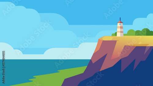 A beacon of architectural light, a nuclear power plant stands against a rugged mountain landscape where the sky meets the vast ocean, overlooking a rocky coastline