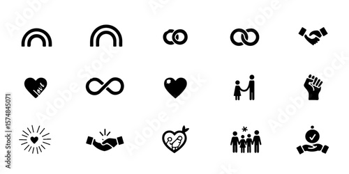 Silhouette LGBTQ+ Pride & Inclusion Icons Set