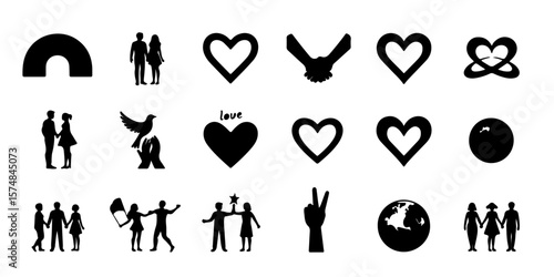 Silhouette LGBTQ+ Pride & Inclusion Icons Set