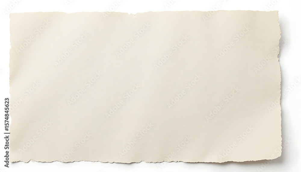 Obraz premium Blank Cream Colored Torn Paper Sheet with Rough Edges for Creative Design