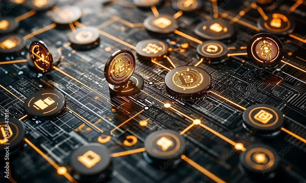 Crypto Currency Network on Circuit Board