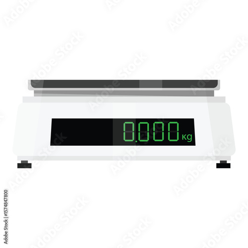 Digital electronic kitchen scales isolated on white background. Food or industrial empty scales