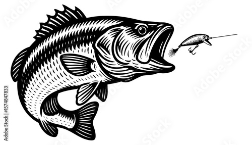 Largemouth Bass Vector with lure