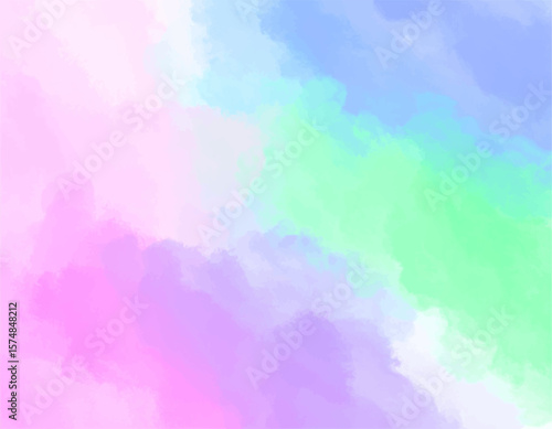 Colorful pastel watercolor background. Soft rainbow watercolor texture art. Abstract dreamy watercolor design. Hand painted pastel color splash. Watercolor background with soft tones