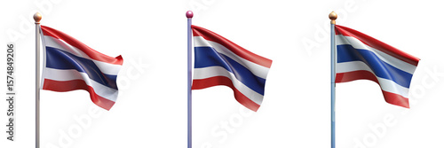 Free Download Set For Thailand flag waving isolated on transparent background in a - GFXLoad