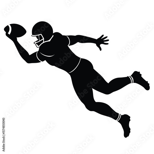 American football player catching ball action