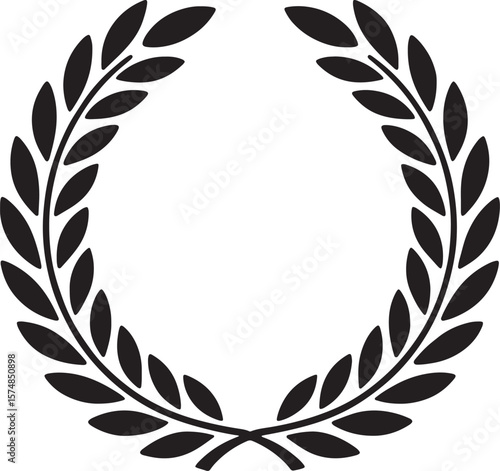 Black and White Laurel Wreath Illustration Symbol of Victory, Achievement, and Honor