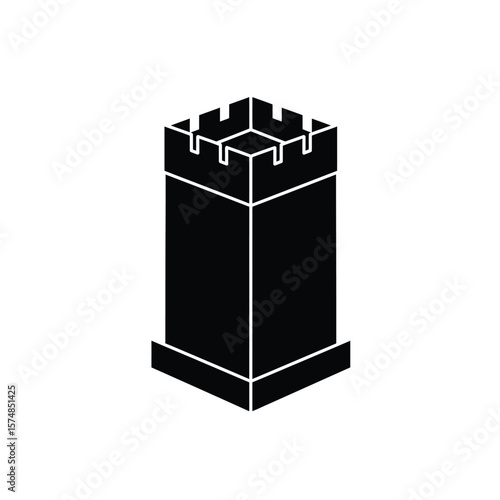 Black silhouette of a dice tower icon vector