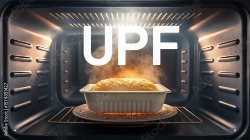 Microwave Oven Cooking Emitting Steam While Preparing Unhealthy Ultra Processed Food, Raising Awareness in Kitchen for Better Choices