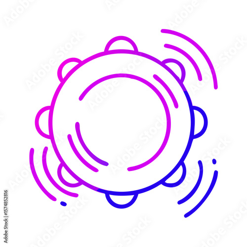 Stylized tambourine in vibrant purple and blue colors  