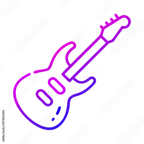 Electric guitar illustration in neon pink and blue colors  