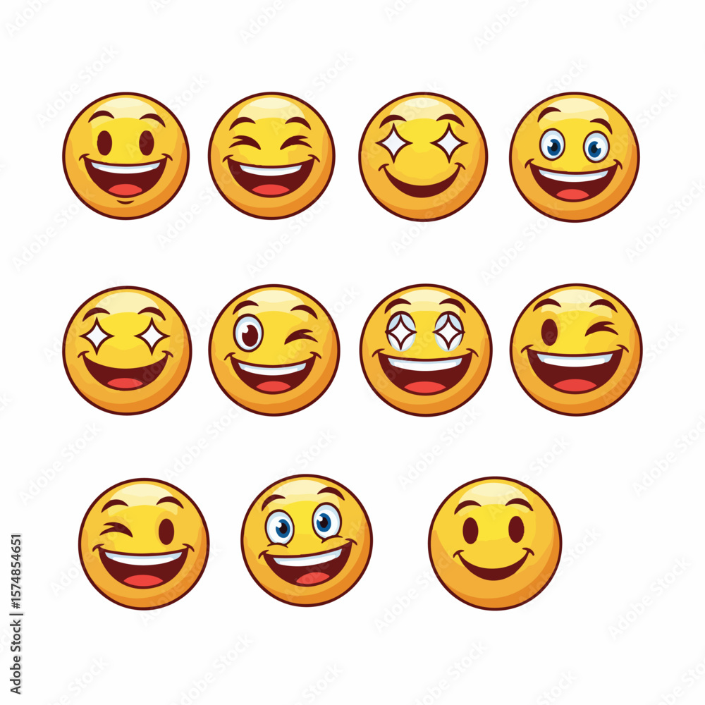 Fototapeta premium Happy Smiley Faces Collection for Social Media and Apps