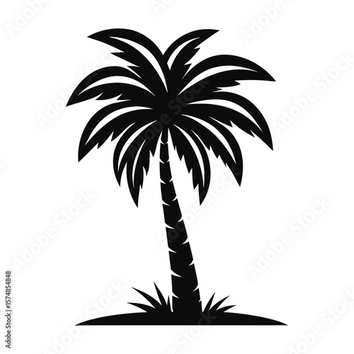 Tropical Palm Tree Silhouettes – Black and White Vector Set for Summer Designs