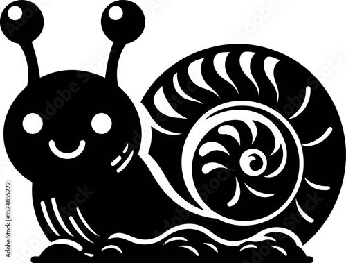 Cute Snail Silhouette Illustration