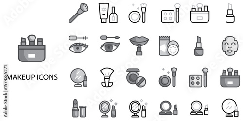Makeup simple concept 24 Grew color icons set .Vector illustration.