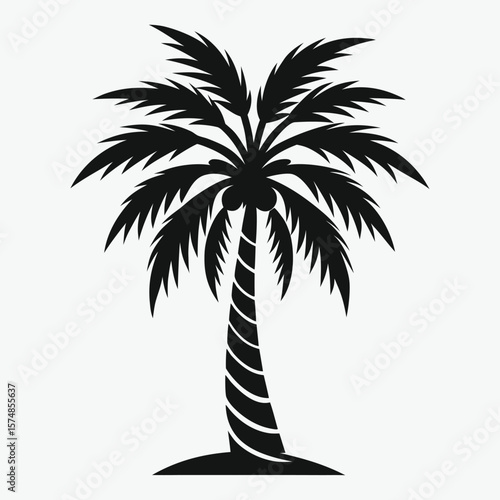 Tropical Palm Tree Silhouettes – Black and White Vector Set for Summer Designs