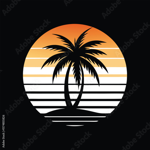Tropical Palm Tree Silhouettes – Black and White Vector Set for Summer Designs