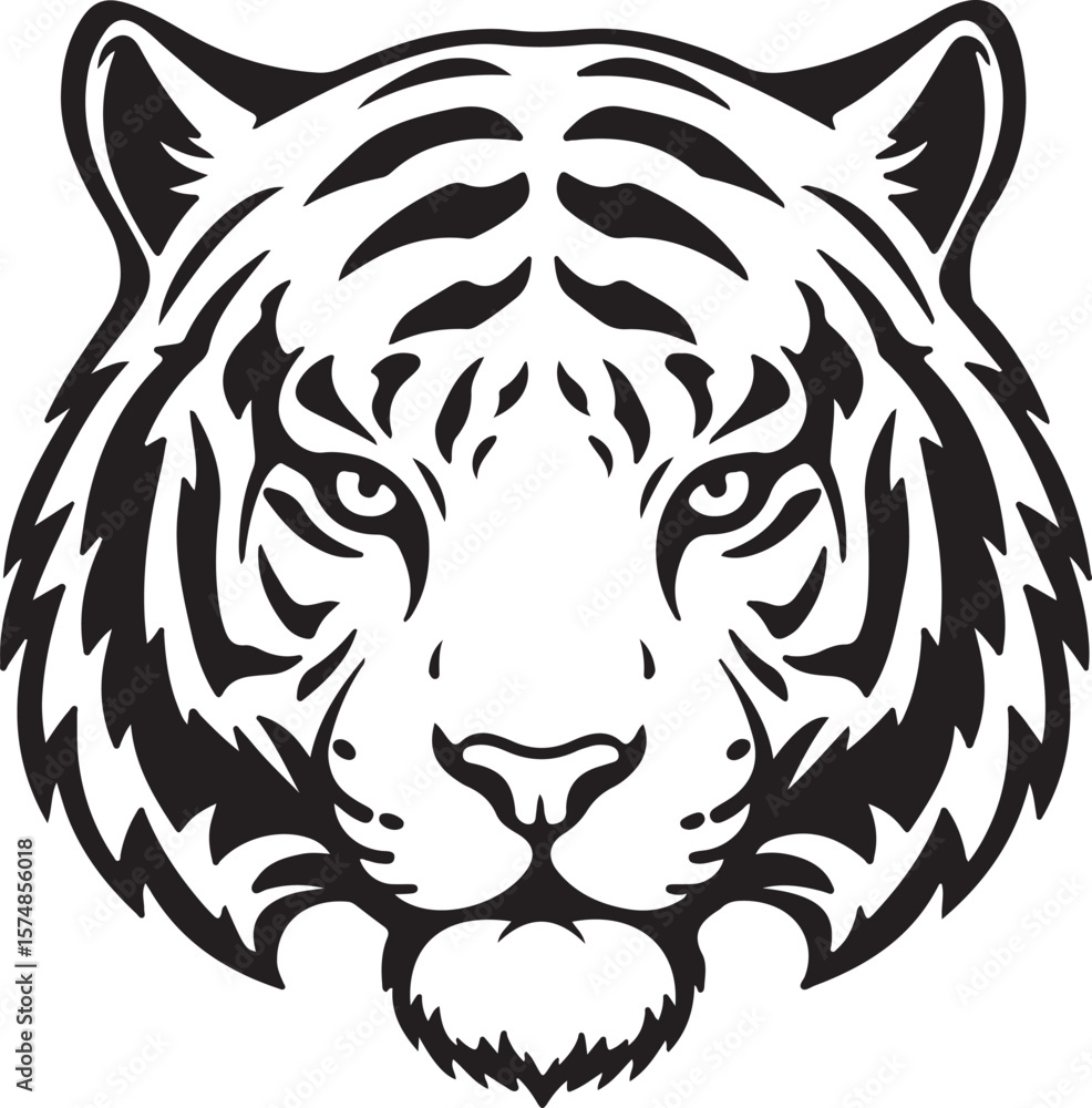 Angry Black and White Tiger Face Vector Clipart Tool- Tribal Design and Ying-Yang Adobe Illustrator Artwork Angry Black and White Tiger Face Vector Clipart Tool- Tribal Design and Ying-Yang Adobe Illustrator Artwork